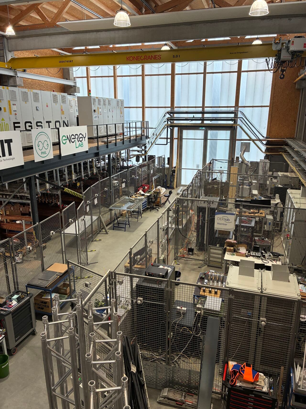 Interior of the KIT Energy Lab power-hardware-in-the-loop hall